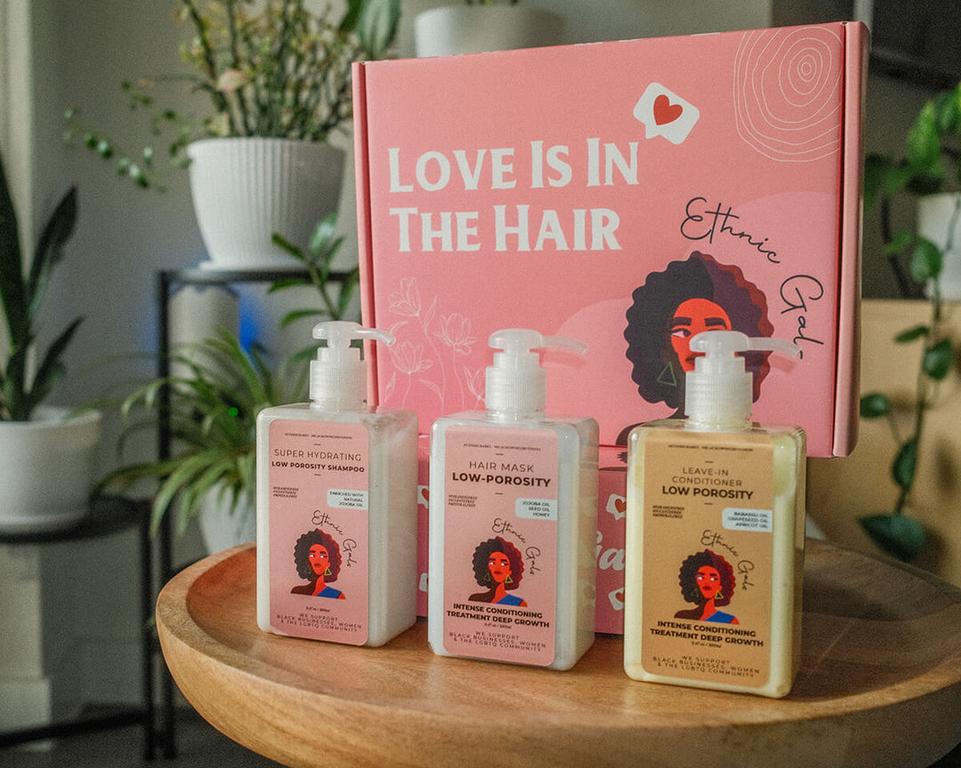 Low Porosity Full Wash Day Bundle - Hydration & Growth Bundle (Shampoo, Mask, Leave-Ins, Oils, Bonnet, Afro Pick) - 60 Day Supply