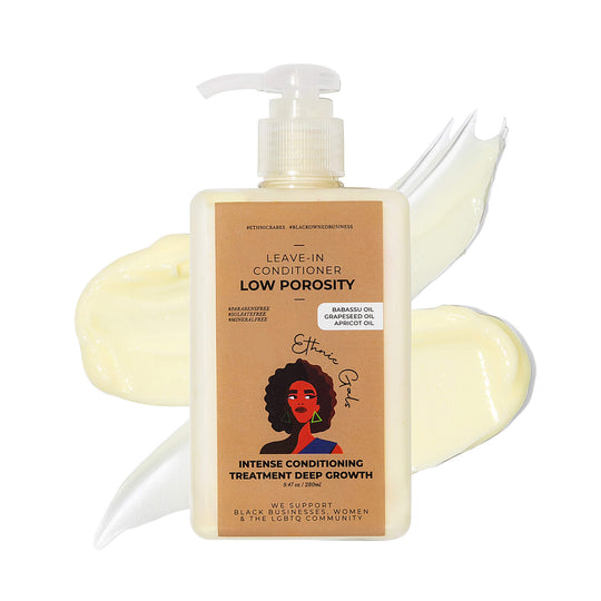 Leave-in conditioner bottle with pump on a white background