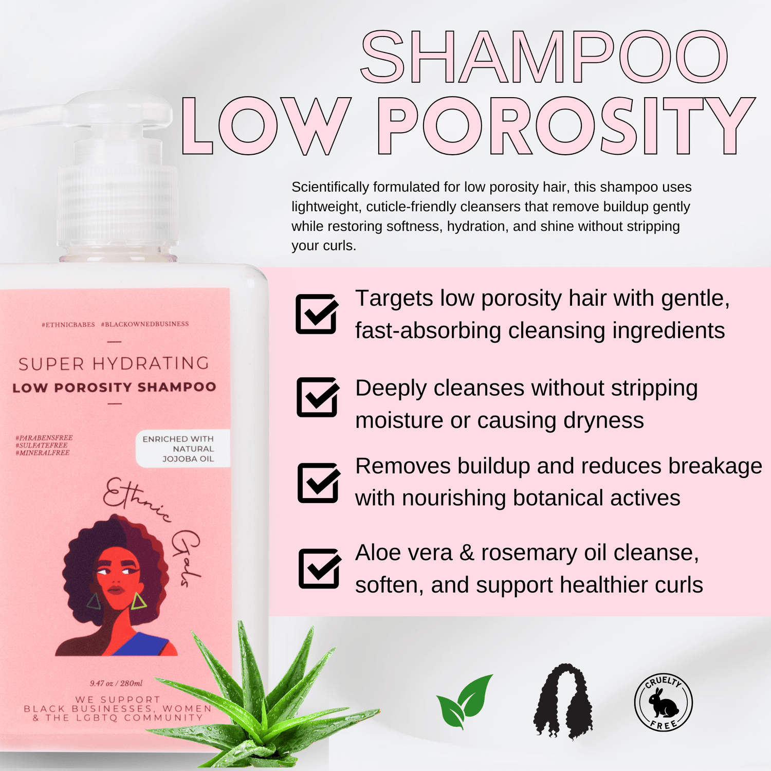 Misty Rose SUPER HYDRATING low porosity shampoo Ethnic Gals