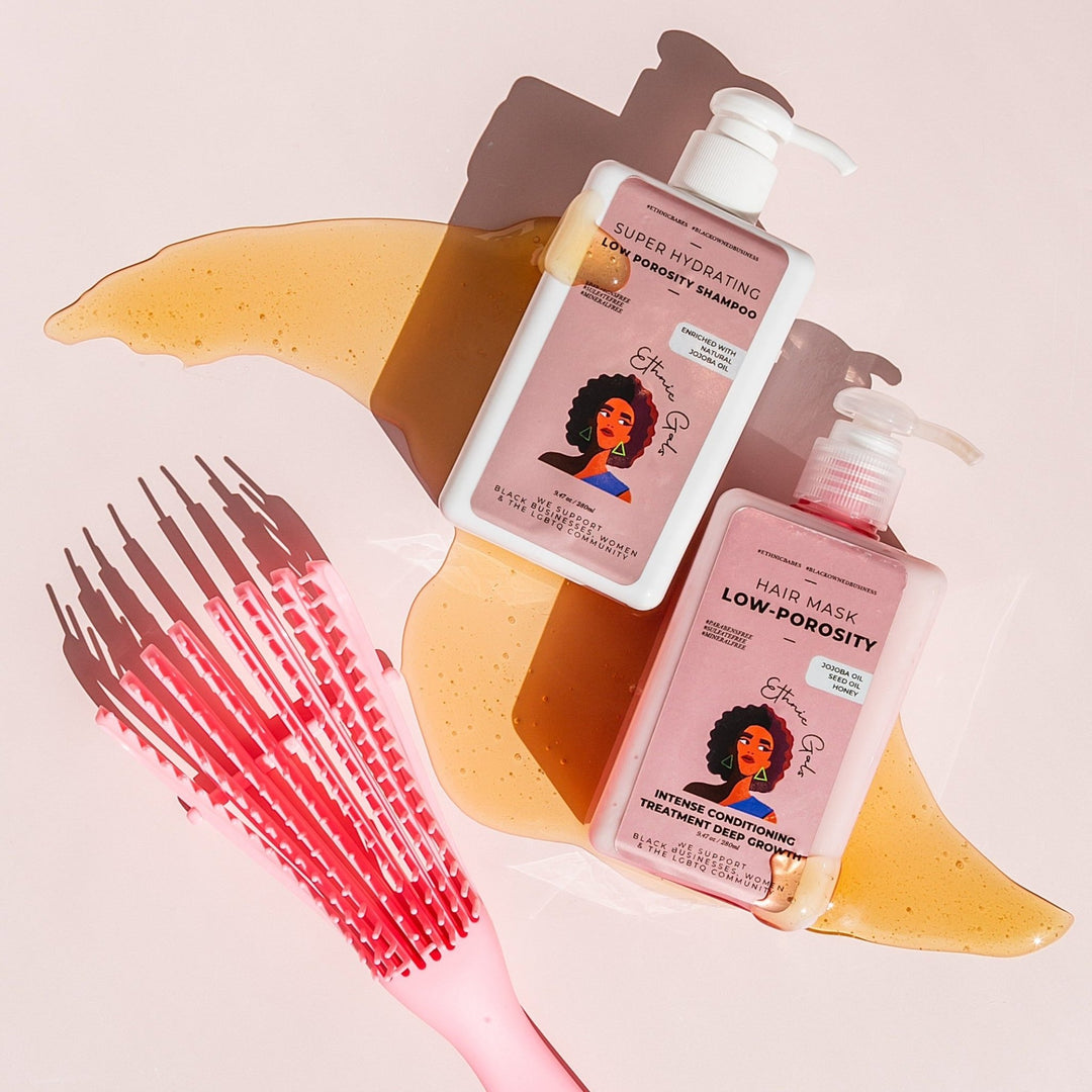 Super Hydrating Shampoo & Conditioner Set Low Porosity (+ free detangling brush ) - Ethnic Gals