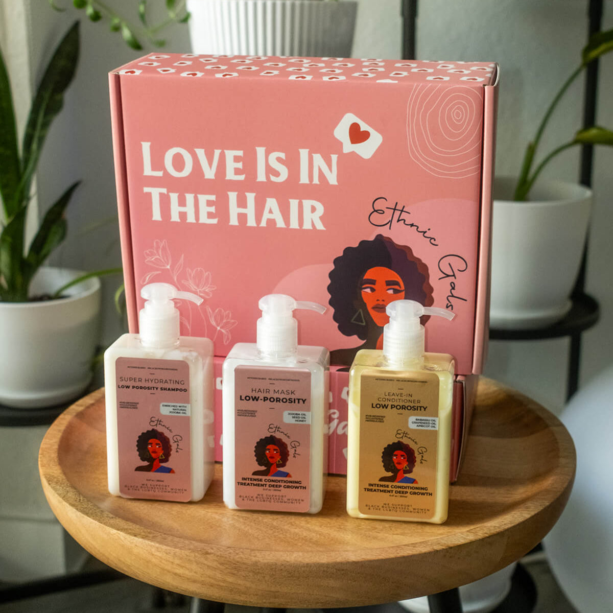 Ethnic Gals Low Porosity Hair Refill Bundle - Shampoo, Hair Mask & Leave-In Conditioner (250ml Each)