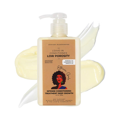 Leave-in conditioner bottle with pump on a white background