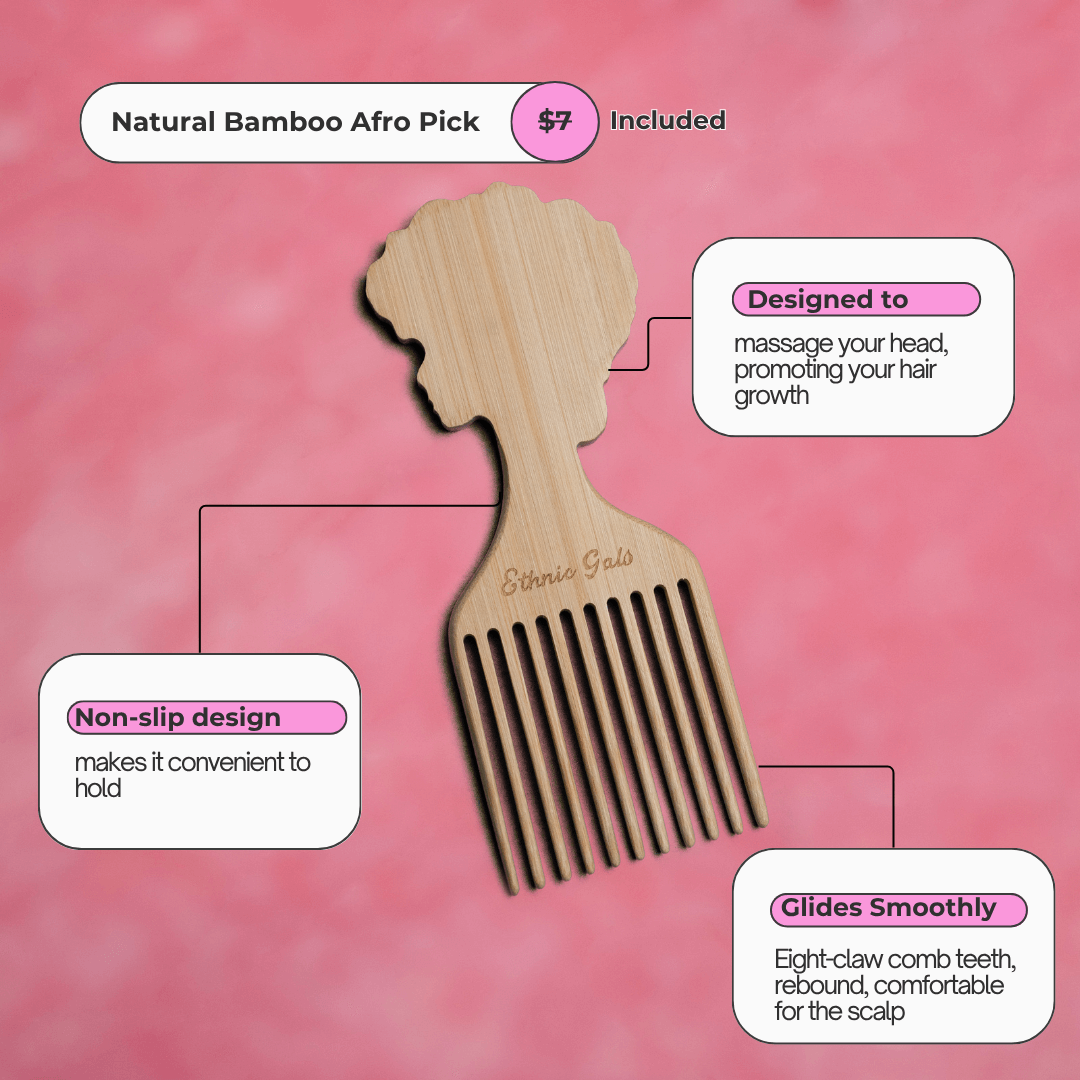 Natural Bamboo Afro Pick